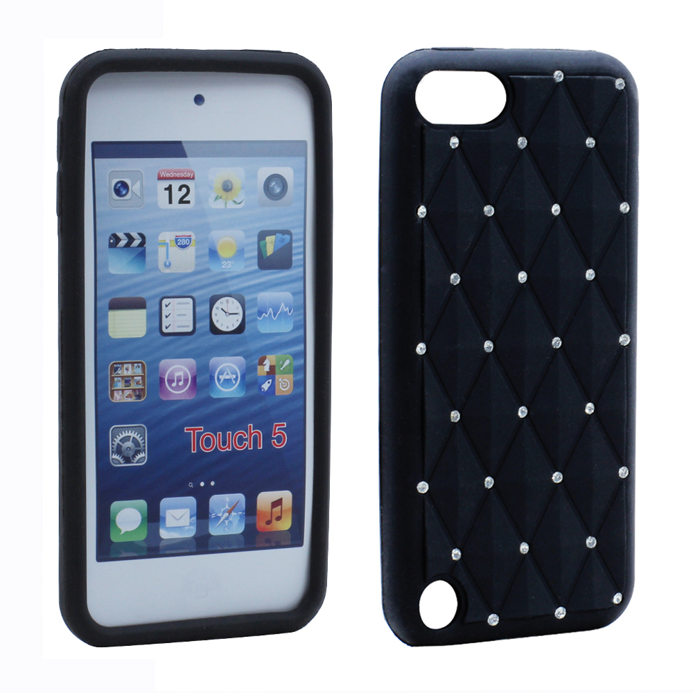 IPOD Touch 5 Diamond Silicon Skin Case (Black)